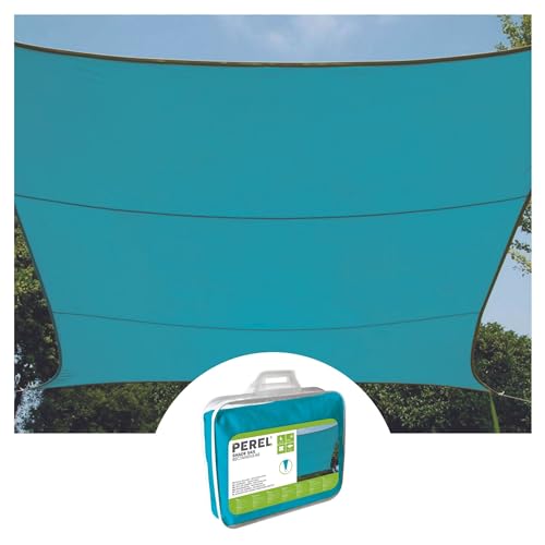 Perel Sonnensegel, wasserabweisend, 2 x 3 m, 160 g/m², Polyester, Rechteck, Himmelblau von Perel