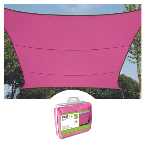 Perel Sonnensegel, wasserabweisend, 2 x 3 m, 160 g/m², Polyester, Rechteck, Fuchsia von Perel