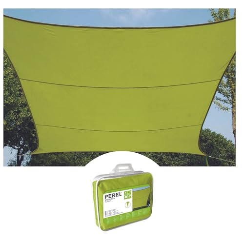 Perel Sonnensegel, wasserabweisend, 2 x 3 m, 160 g/m², Polyester, Rechteck, Limonengrün von Perel