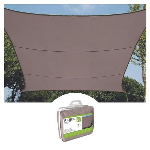 Perel Sonnensegel, wasserabweisend, 2 x 3 m, 160 g/m², Polyester, Rechteck, Taupe von Perel