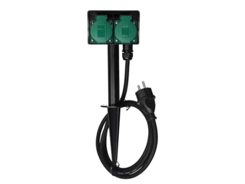 Perel Gartensteckdose, Erdspieß, 2 Schutzkontakt-Steckdosen, 2 Klappdeckel, Kabel 1.5 m, 3G1.5, IP44, Schwarz/Grün Perel Gartensteckdose, Erdspieß, 2 Schutzkontakt-Steckdosen, 2 Klappdeckel, Kabel 1.5 m, 3G1.5, IP44, Schwarz/Grün von Perel