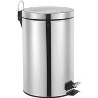 Geruchsdichter Tret Mülleimer aus Edelstahl mit Deckel, 14 Liter, Silber, ø 25cm von Perel