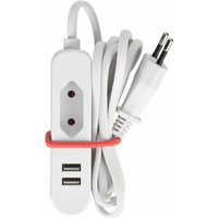 Perel Steckdosenleiste mit USB, Reise Verlängerungskabel, Stromverteiler mit USB, Mehrfachsteckdose klein mit 2 USB und Eurosteckdose, Verteiler mit von Perel