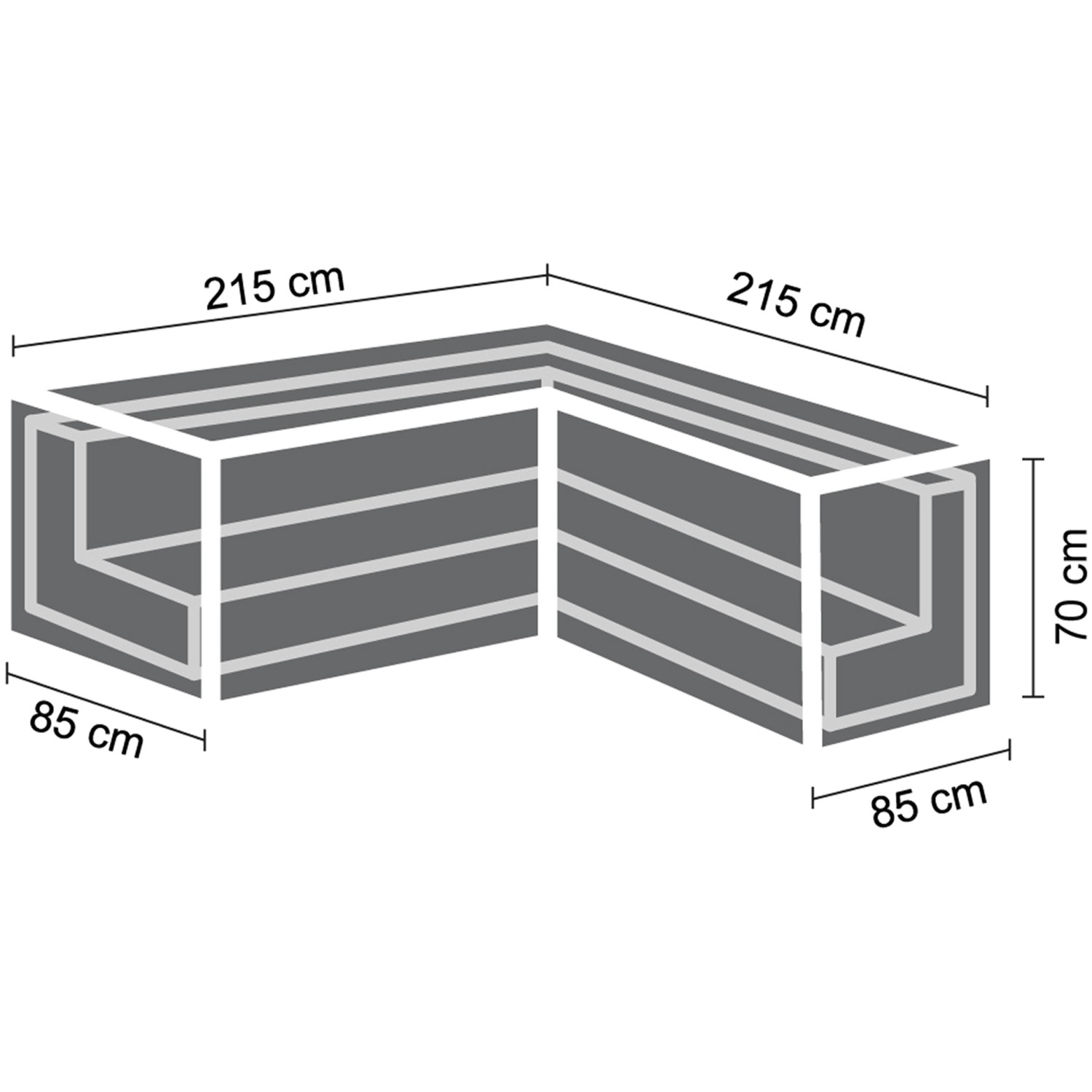 Perel Schutzhülle für L-förmiges Gartenmöbel Lounge-Set 215 x 215 cm von Perel