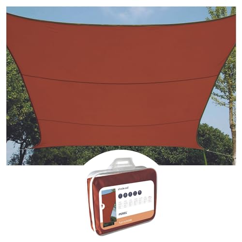 Perel Sonnensegel, wasserabweisend, 3.6 x 3.6 m, 160 g/m², Polyester, Quadrat, Terracotta von Perel