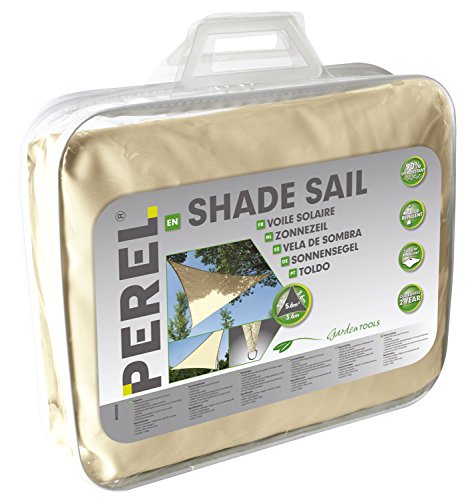 Perel Sonnensegel, wasserabweisend, 3.6 x 3.6 x 3.6 m, 160 g/m², Polyester, Dreieck, Creme von Perel