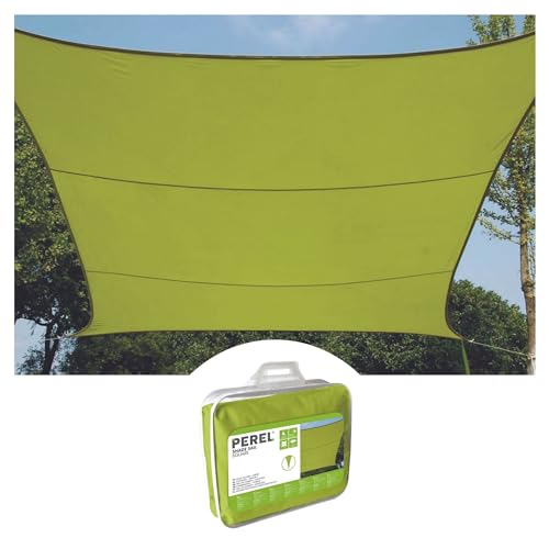 Perel Sonnensegel, wasserabweisend, 5 x 5 m, 160 g/m², Polyester, Quadrat, Limonengrün von Perel