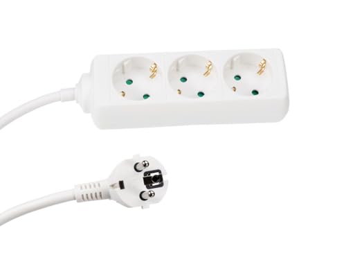 Perel Steckdosenleiste, 3 Schutzkontakt-Steckdosen, Kabel 1.5 m, 3G1.5, Innenbereich, Weiß Perel Steckdosenleiste, 3 Schutzkontakt-Steckdosen, Kabel 1.5 m, 3G1.5, Innenbereich, Weiß von Perel