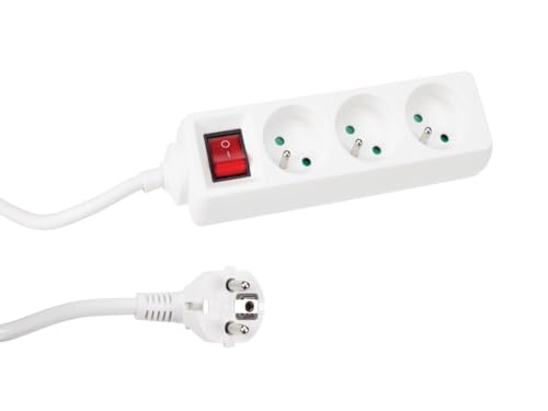 Perel Steckdosenleiste mit Schalter, 3 Steckdosen Typ E, Kabel 1.5 m, 3G1.5, Innenbereich, Weiß Perel Steckdosenleiste mit Schalter, 3 Steckdosen Typ E, Kabel 1.5 m, 3G1.5, Innenbereich, Weiß von Perel
