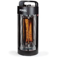 Terrassen-Heizstrahler, 1200 w, Carbon, Kippschutz, 2 Heizstufen, spritzwassergeschützt, oszillierendes Design, Metall, Schwarz - Perel von Perel