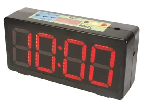 Perel Wanduhr, digitale LED-Anzeige mit Chronometer, Countdown-Timer und Intervalltimer, 327 x 93 x 156 mm, schwarz von Perel