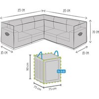 Schutzhülle 215x215cm für L-förmiges Garten Lounge Set + Hülle für 6-8 Kissen von Perel