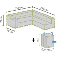 Schutzhülle 250x250cm für L-förmiges Garten Lounge Set + Hülle für 6-8 Kissen Schutzhülle 250x250cm für L-förmiges Garten Lounge Set + Hülle für 6-8 Kissen von Perel