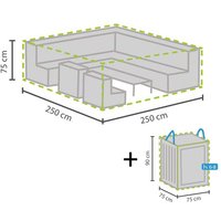 Schutzhülle Abdeckung 250x250cm für Garten Lounge Set + Hülle für 6-8 Kissen von Perel