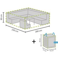 Schutzhülle Abdeckung xl 280x230cm für Garten Lounge Set + Hülle für 6-8 Kissen von Perel