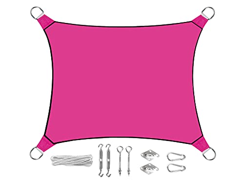 Sonnensegel Rechteckig 3x4m Farbe Pink mit praktischem Ösen Montagekit - Sonnenschutz für Ihren Garten/Balkon! von Perel