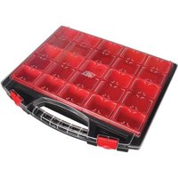 Tayg Sortimentskasten, 13 herausnehmbare Boxen, transparenter Deckel, stapelbar, 430 x 370 x 85 mm, Schwarz/Rot Tayg Sortimentskasten, 13 herausnehmbare Boxen, transparenter Deckel, stapelbar, 430 x 370 x 85 mm, Schwarz/Rot von Perel