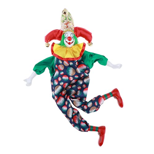 39 cm Lustige Dekofigur Clownmann Stehende Porzellan Puppe mit Clown Kostüm für Halloween Ornament - Grün von Perfeclan