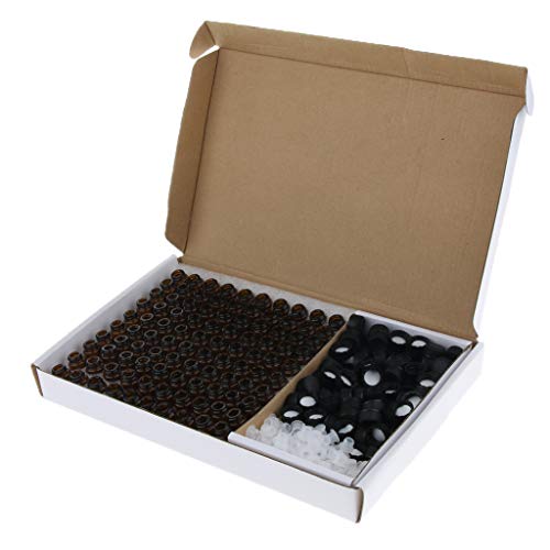 Perfeclan 1 Ml 2 Ml Braunglas Fläschchen, Mini Flaschen für ätherisches Öl mit Öffnungsreduzierer Und Schwarzer Kunststoffkappe (100), 1 ml von Perfeclan