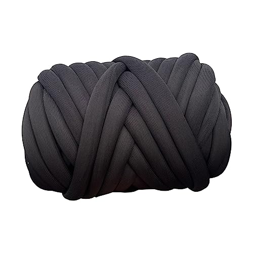 Perfeclan 250 g grobes Garn, Armstrickgarn, Länge 200 cm, Häkeln, weich, waschbar, DIY-Schlauch, Riesengarn, Jumbo-Schlauchgarn, sperriges Garn zum Weben, Schwarz von Perfeclan