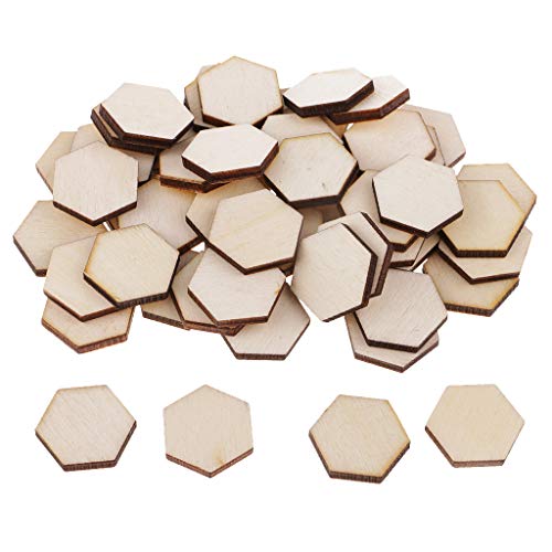 Perfeclan 54pc 1,8x1,8 cm Holz Hexagon Crafts Ausschnitt Unvollendete Holz Fliesen von Perfeclan