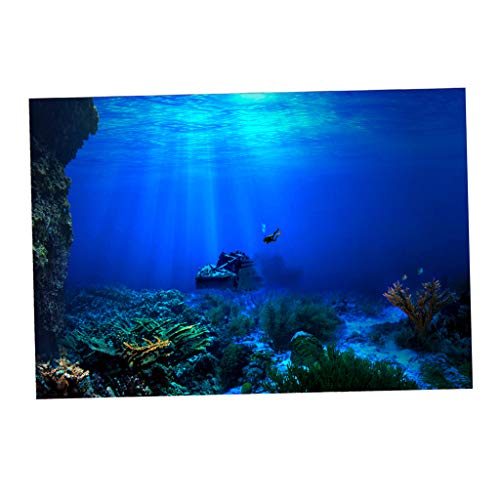 Perfeclan Aquarium Hintergrund selbstklebend Rückwand Folie Fotorückwand, Marine, 61x30cm von Perfeclan