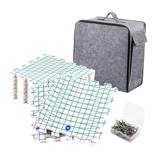 Perfeclan Blockiermatten zum Stricken, extra Dicke Blockierbretter mit Gittern für Häkelprojekte, Nadelspitzen-Strickmatten mit T-Nadeln, Weiß Perfeclan Blockiermatten zum Stricken, extra Dicke Blockierbretter mit Gittern für Häkelprojekte, Nadelspitzen-Strickmatten mit T-Nadeln, Weiß von Perfeclan