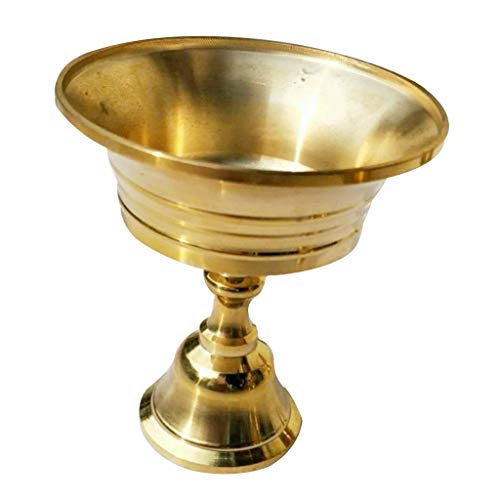Perfeclan Kerze Halter Öl Lampe Messing Tibetischen Öl Lampe Leuchter Buddhistischen Hause Dekoration, Durchmesser 56mm von Perfeclan