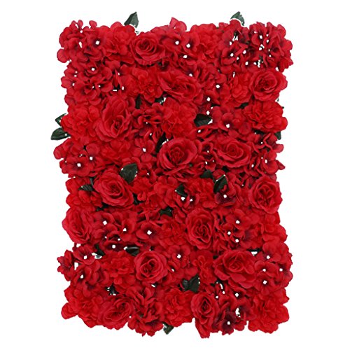 Perfeclan Künstliche Blumenwand Rosenwand, DIY Hochzeit Straße und Dekoration, aus Seiden Rosen - Rot von Perfeclan