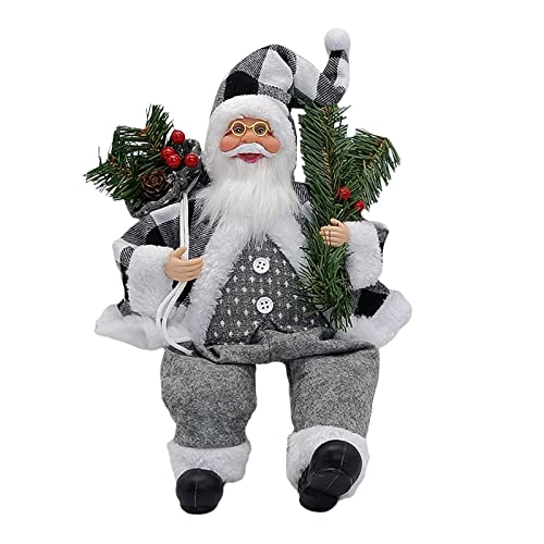 Perfeclan Traditionelle Stehende Weihnachtsmann Puppe, Spielzeug Sammler Weihnachtsmann Figur für Desktop Tisch, Schwarz und weiß von Perfeclan