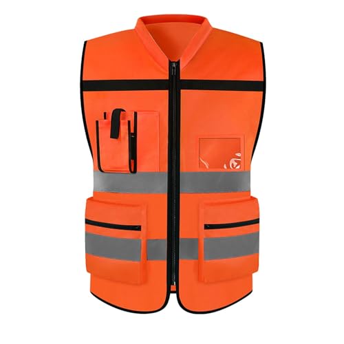 Perfeclan Warnweste Arbeitskleidung Warnweste Arbeitskleidung für den Außenverkehr, Orange von Perfeclan