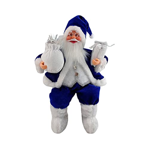 Perfeclan Weihnachten sitzender Weihnachtsmann, handgefertigter Mantel, Weihnachtsmann-Figuren, Puppe mit Geschenktüte und Geschenken, Weihnachtsdekoration für, Blau von Perfeclan