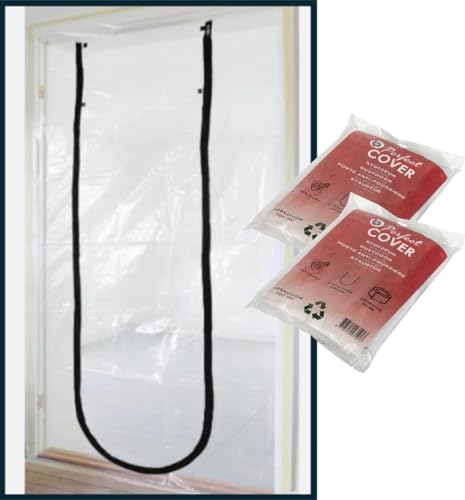 Perfect Cover® Staubschutztür mit Reißverschluss – Abdeckfolie mit Klebeband – Selbstklebende Staubschutzwand – Baufolie & Türabdeckung für Renovierungen – Wiederverwendbar & Transparent (2 Stück) von Perfect Cover