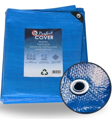 Perfect Cover Abdeckplane - 2 x 3 Meter - Blau - 80gr/m² - 100% Wasserdicht - 100% UV-Schutz - 100% reißfest von Perfect Cover
