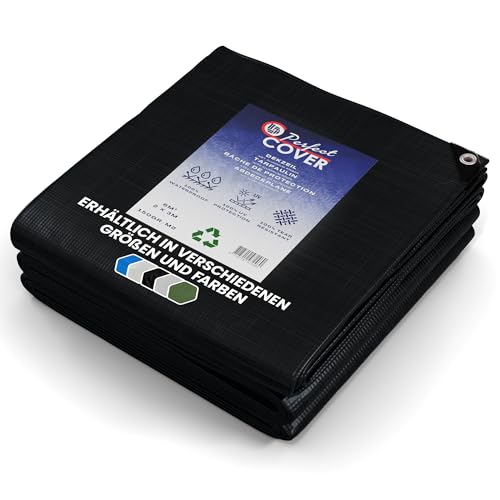 Perfect Cover's Abdeckplane | Gewebeplane | Bodenplane | Gartenplane Zeltunterlage für Camping & Outdoor Garten wasserdichte Plane mit Ösen Viele Größen & Farben 2x3m 6m² 150 g/m², Schwarz Perfect Cover's Abdeckplane | Gewebeplane | Bodenplane | Gartenplane Zeltunterlage für Camping & Outdoor Garten wasserdichte Plane mit Ösen Viele Größen & Farben 2x3m 6m² 150 g/m², Schwarz von Perfect Cover
