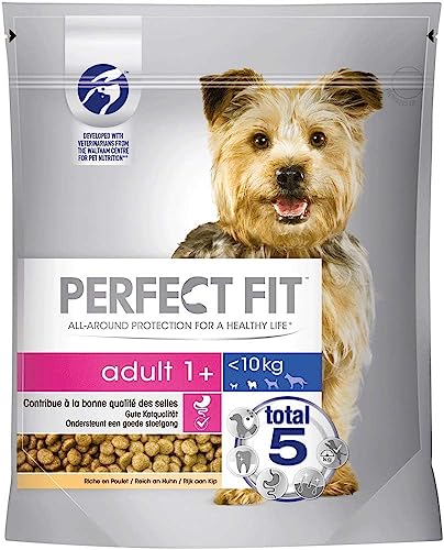 Adult 1+ Trockenfutter für kleine Hunde (<10kg), 5 Beutel, 5x825g – Premium Hundefutter trocken reich an Huhn, zur Unterstützung der Vitalität von Perfect Fit