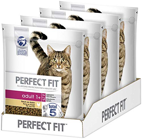 Perfect Fit Adult 1+ – Trockenfutter für erwachsene Katzen ab 1 Jahr – Reich an Huhn – Unterstützt die Vitalität – 4 x 1,4 kg Perfect Fit Adult 1+ – Trockenfutter für erwachsene Katzen ab 1 Jahr – Reich an Huhn – Unterstützt die Vitalität – 4 x 1,4 kg von Perfect Fit