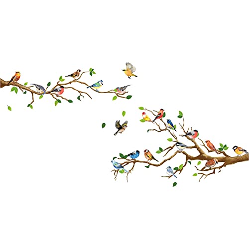 Perfect Flower 4PCS Wandtattoo Vögel Baum Zweige Wandsticker I Blumig Vögel Zweig Baum Tiere Wandtattoo I Wandsticker Blumen Vogel Baum-Zweig Blüten Aufkleber Für Kinderzimmer Schlafzimmer Wohnzimmer von Perfect Flower