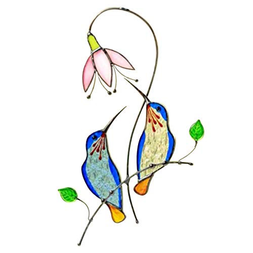 Perfect Flower Fensterhänger Dekohänger Glasbild Fensterdeko Vogel Metall Glasmalerei Bluebird Fenster Hängen Sun Catcher Ornament Vogel Window Panel Für Fenster Sun Catcher Hausgarten Dekoration von Perfect Flower