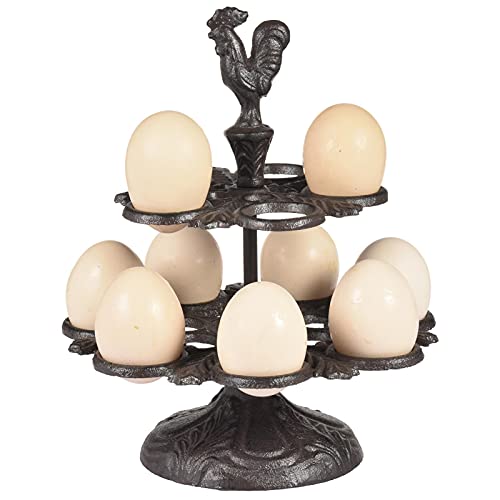 Perfect Flower Robuster Gusseisen-Eierhalter Küche & Esszimmer Organisation Eier Stroage Dsiplay Rack Eierkorb Eierbecher Eierständer Huhn Form Eierhalter– 8/12 Eier Halten Kapazität von Perfect Flower