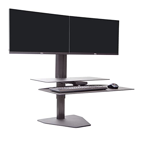Perfect POSTURE Sit2Stand Plus Stehtisch-Konverter mit Dual-Monitorhalterung, höhenverstellbarer Sitz-Steh-Arbeitsplatz, 45,7 cm, Weiß (Plus-Modell) von Perfect POSTURE