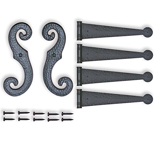 Decorative Vinyl Shutter Hinges and S Holdback Hooks for Exterior Decorative Shutters, Black (Set) by Perfect Shutters von Perfect Shutters