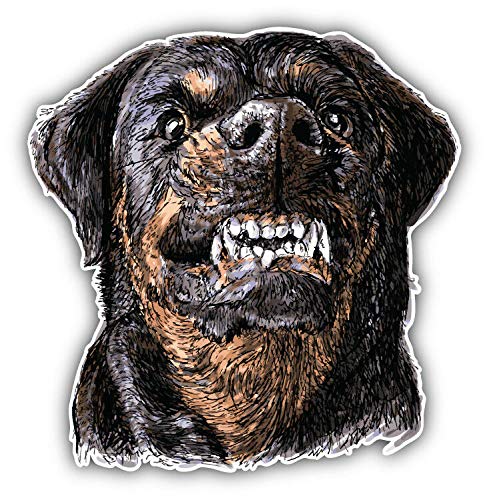 20cm! Hochwertiger Kühlschrank-Auto-Aufkleber Sticker Cartoon Comic Angry Rottweiler Kopf Skizze UV&Waschanlagenfest Decal von Perfect Sticker