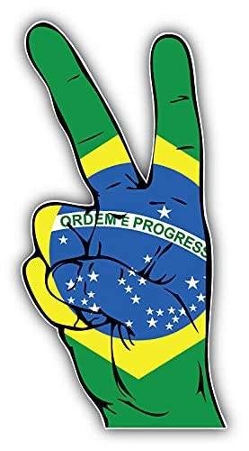 20cm! Hochwertiger Kühlschrank-Auto-Aufkleber Sticker Cartoon Comic Brasilien Flagge Fahne Hand Peace UV&Waschanlagenfest Decal von Perfect Sticker