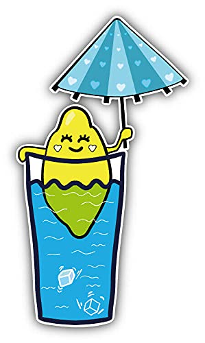 20cm! Hochwertiger Kühlschrank-Auto-Aufkleber Sticker Cartoon Comic Cute lustig lustig Spaß Zitrone Cocktail Cartoon Comic UV&Waschanlagenfest Decal von Perfect Sticker