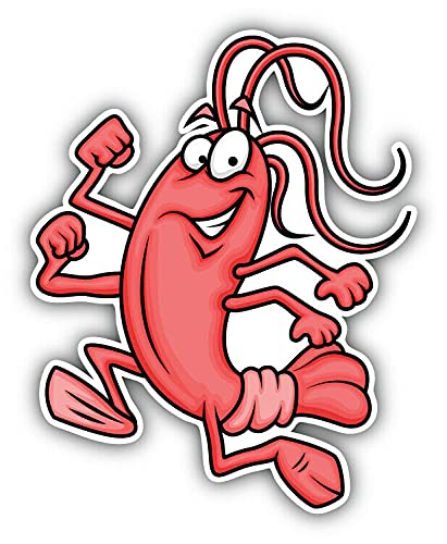 20cm! Hochwertiger Kühlschrank-Auto-Aufkleber Sticker Cartoon Comic Happy Shrimp Running Tier UV&Waschanlagenfest Decal von Perfect Sticker