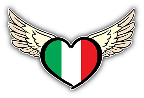 20cm! Hochwertiger Kühlschrank-Auto-Aufkleber Sticker Cartoon Comic Italien Flagge Fahne Flügel Herz UV&Waschanlagenfest Decal von Perfect Sticker