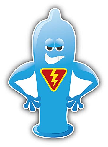 20cm! Hochwertiger Kühlschrank-Auto-Aufkleber Sticker Cartoon Comic Kondom Superheld UV&Waschanlagenfest Decal von Perfect Sticker