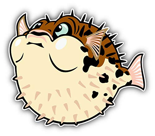 20cm! Hochwertiger Kühlschrank-Auto-Aufkleber Sticker Cartoon Comic Lustig Spaß Funny Kugelfisch UV&Waschanlagenfest Decal von Perfect Sticker