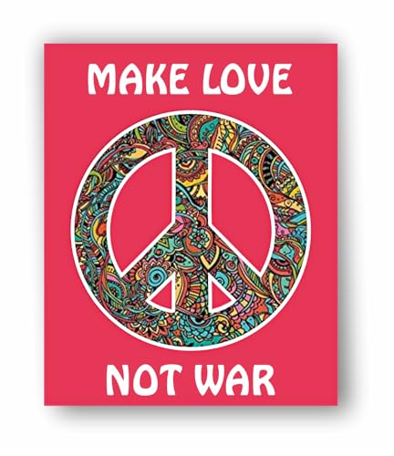 20cm! Hochwertiger Kühlschrank-Auto-Aufkleber Sticker Cartoon Comic Make Love Not War Hippie UV&Waschanlagenfest Decal von Perfect Sticker